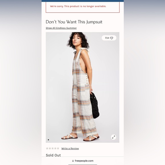 Free People Don’t You Want This Plaid Jumpsuit in Ivory - Picture 1 of 8